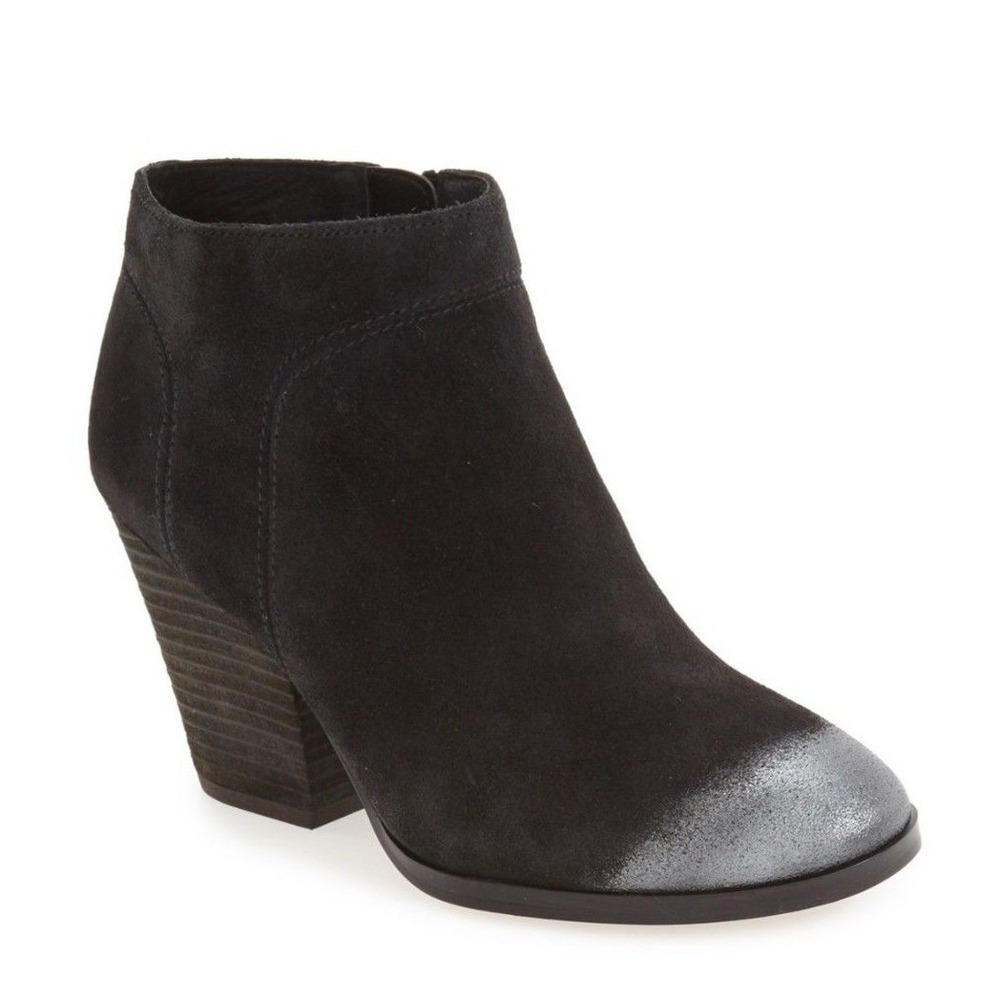 ISOLA Leandra Black Suede Ankle‎ Boot Burnished Toe women's size 8 New $149